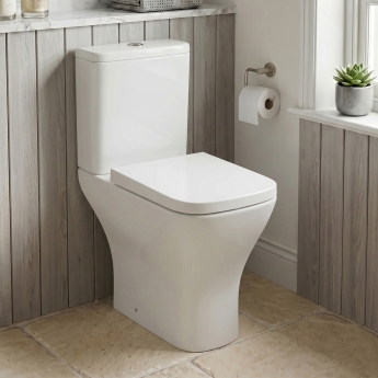 Prestige Primo Square Rimless Comfort Height Open Back Close Coupled Toilet (inc Soft Close Seat) | Product Image