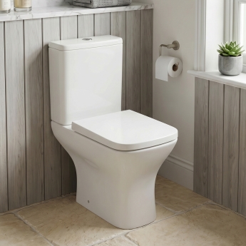 Prestige Primo Square Rimless Open Back Close Coupled Toilet (inc Soft Close Seat) | Product Image