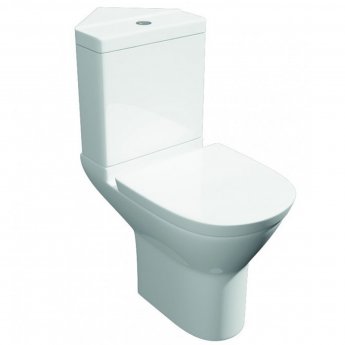 Prestige Project Round Close Coupled Toilet with Push Button Corner Cistern - Soft Close Seat