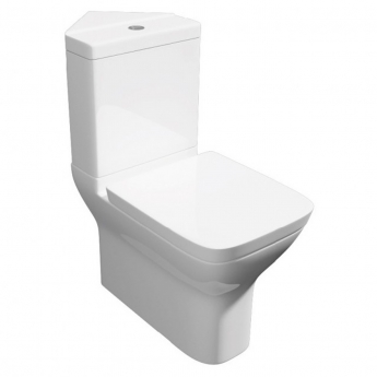 Prestige Project Square Close Coupled Toilet With Push Button Corner Cistern - Soft Close Seat
