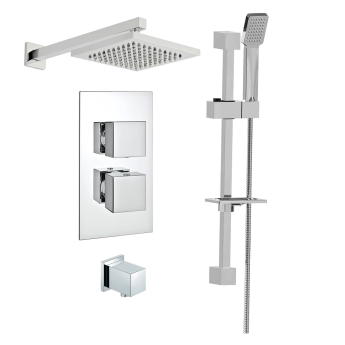 Prestige Pure Option 3 Thermostatic Concealed Shower Valve with Adjustable Slide Rail Kit and Fixed Head - Chrome | Product Image