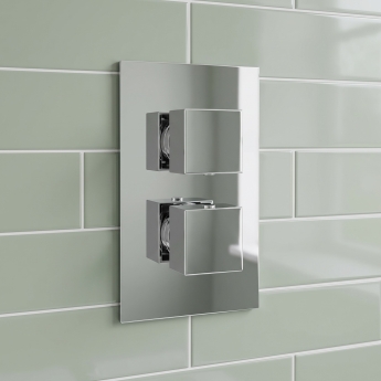 Prestige Pure Option 3 Thermostatic Concealed Shower Valve with Adjustable Slide Rail Kit and Fixed Head - Chrome | Product Image