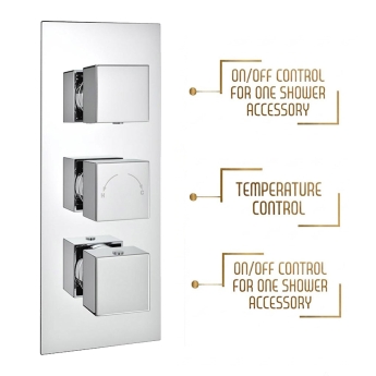 Prestige Pure Option 6 Thermostatic Concealed Shower Valve with Adjustable Slide Rail Kit and Fixed Head - Chrome | Product Image