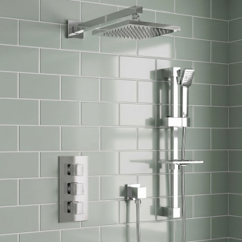 Prestige Pure Option 6 Thermostatic Concealed Shower Valve with Adjustable Slide Rail Kit and Fixed Head - Chrome | Product Image