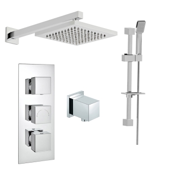 Prestige Pure Option 6 Thermostatic Concealed Shower Valve with Adjustable Slide Rail Kit and Fixed Head - Chrome | Product Image