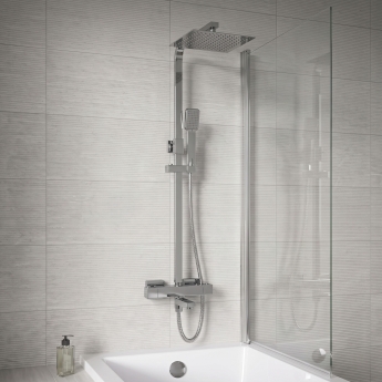 Prestige Pure Thermostatic Bar Shower Mixer with Rigid Riser Kit and Bath Filler Spout - Chrome | Product Image