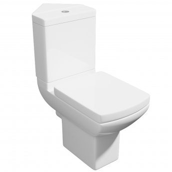 Prestige Pure Close Coupled Toilet with Push Button Corner Cistern - Soft Close Seat