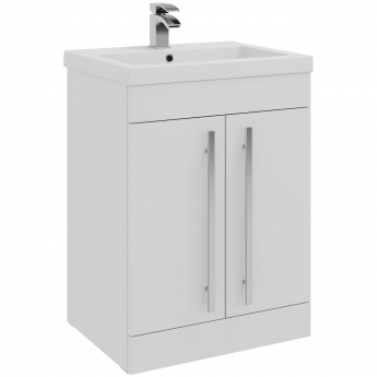 Prestige Purity 2-Door Floor Standing Vanity Unit with Mid Depth Ceramic Basin 600mm Wide - White
