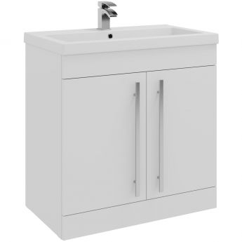 Prestige Purity 2-Door Floor Standing Vanity Unit with Mid Depth Ceramic Basin 800mm Wide - White