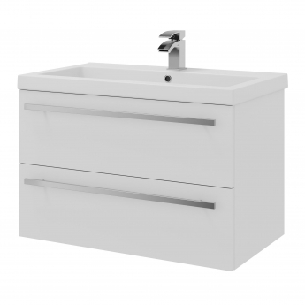 Prestige Purity 2-Drawer Wall Hung Vanity Unit with Mid Depth Ceramic Basin 800mm Wide - White