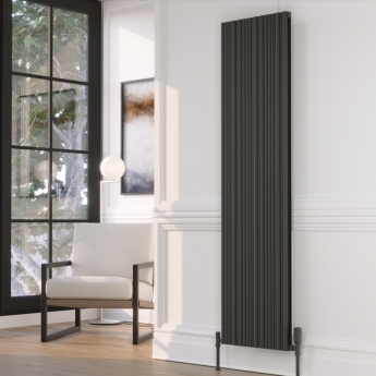 Prestige Quebec Double Vertical Aluminium Radiator 1775mm H x 599mm W - Black | Product Image
