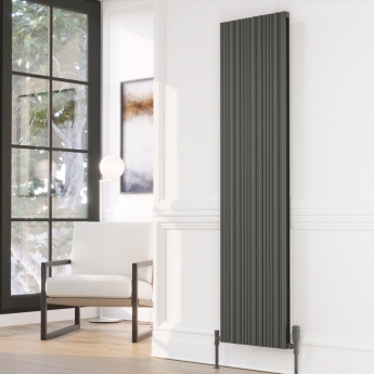 Prestige Quebec Double Vertical Aluminium Radiator 1775mm H x 359mm W - Grey | Product Image