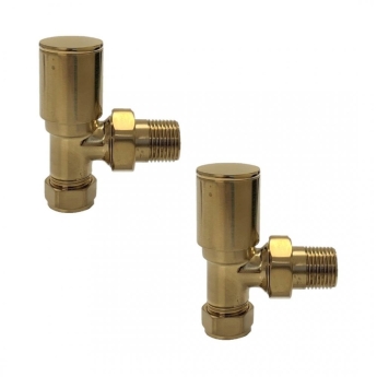 Prestige Round Angled Radiator Valves Pair - Brushed Brass | Product Image