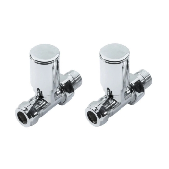 Prestige Modern Straight Radiator Valves, 15mm, Pair, Chrome | Product Image