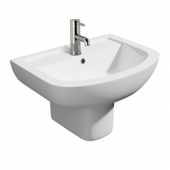 Prestige Studio Basin with Semi Pedestal 550mm Wide 1 Tap Hole