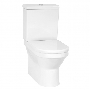 Prestige Style Open Back Close Coupled Toilet Pan with Push Button Cistern - Soft Close Seat