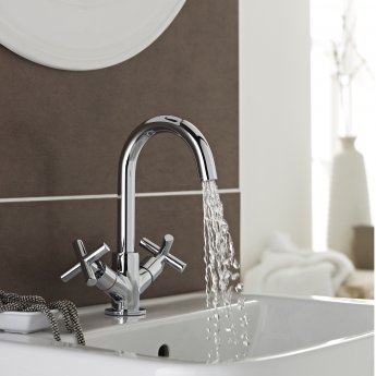 Prestige Times Mono Basin Mixer Tap with Click Waste Dual Handle - Chrome