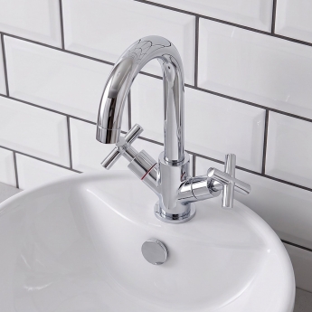 Prestige Times Mono Basin Mixer Tap with Click Waste Dual Handle - Chrome | Product Image