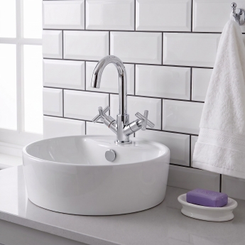 Prestige Times Mono Basin Mixer Tap with Click Waste Dual Handle - Chrome | Product Image