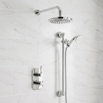 Prestige Viktory Thermostatic Dual Concealed Mixer Shower Adjustable Slide Rail Kit + Fixed Head | Product Image