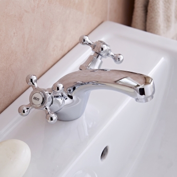 Prestige Viktory Mono Basin Mixer Tap with Click Waste Dual Handle - Chrome | Product Image