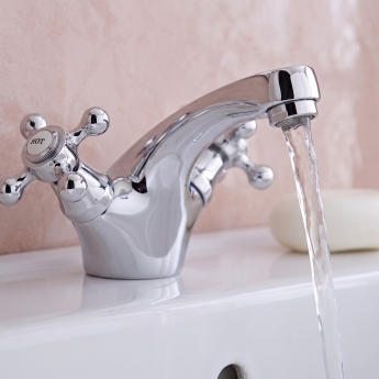 Prestige Viktory Mono Basin Mixer Tap with Click Waste Dual Handle - Chrome | Product Image