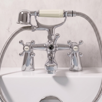 Prestige Viktory Bath Shower Mixer Tap Pillar Mounted - Chrome | Product Image
