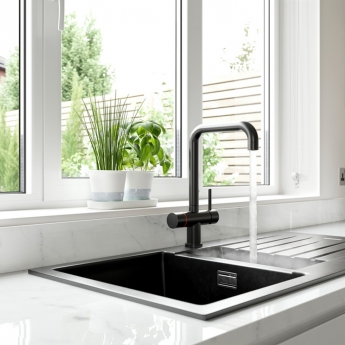 Prima+ Granite Composite 1.5 Bowl Inset Kitchen Sink with Waste Kit 1000mm L x 500mm W - Black