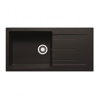 Prima+ Granite 1 Bowl inset Kitchen Sink With Swan Neck Mixer Tap Pack 1000mm L x 500mm W - Black