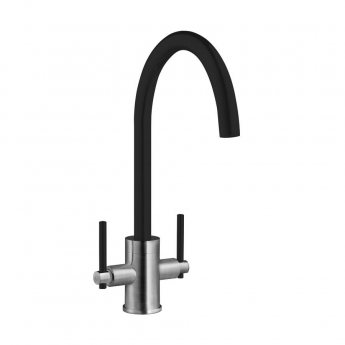 Prima+ Granite 1 Bowl inset Kitchen Sink With Swan Neck Mixer Tap Pack 1000mm L x 500mm W - Black