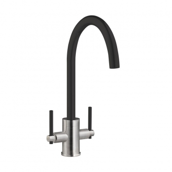 Prima+ Granite 1.5 Bowl inset Kitchen Sink With Swan Neck Mixer Tap 1000mm L x 500mm W - Black