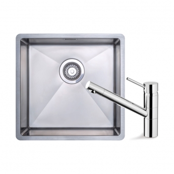 Prima+ R10 1.0 Bowl Large Inset/Undermount Kitchen Sink With Murray Tap 450mm L x 440mm W - Stainless Steel/Chrome | Product Image
