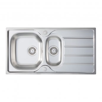 Prima 1.5 Bowl Kitchen Sink with Staten Sink Tap and inset Sink 965mm L x 500mm W - Stainless Steel/Chrome