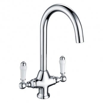 Prima Traditional Belfast Dual Lever Kitchen Sink Mixer Tap - Chrome