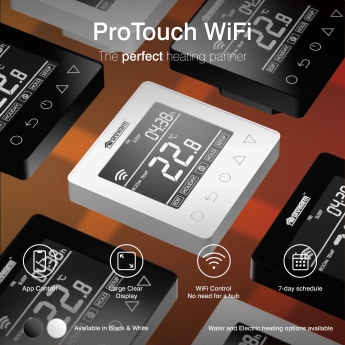 ProWarm ProTouch-E Electric WiFi Smart Thermostat with Floor Sensor - White | Product Image