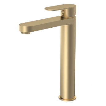 Delphi Cargo Brushed Brass High Rise Tall Mono Basin Mixer Tap | Product Image
