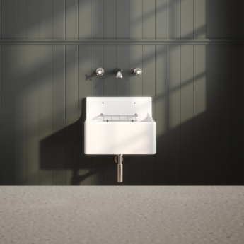 Delphi Cleaner Fireclay Sink 1.0 Bowl with Grid 455mm L x 362mm D x 396mm W - White