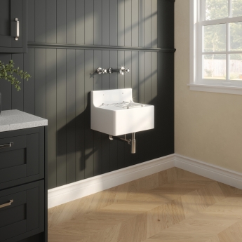 Delphi Cleaner Fireclay Sink 1.0 Bowl with Grid 455mm L x 362mm D x 396mm W - White