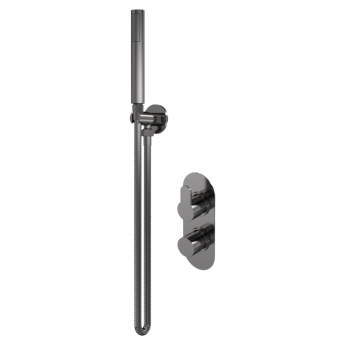 Delphi Loop Brushed Pewter Dual Concealed Shower Set with Handset and Bracket