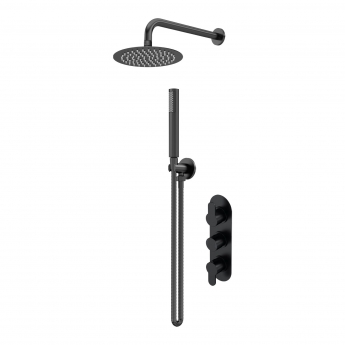 Delphi Loop Black Triple Concealed Shower Set with Fixed Head and Handset