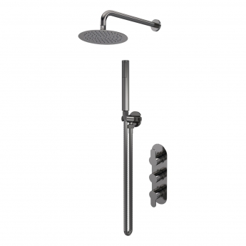 Delphi Loop Brushed Pewter Triple Concealed Shower Set with Fixed Head and Handset