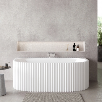 Delphi Paradise Fluted D-Shaped Back-to-Wall Freestanding Bath 1700mm x 780mm