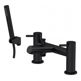 Delphi Quay Matt Black Bath Shower Mixer Tap with Kit | Product Image