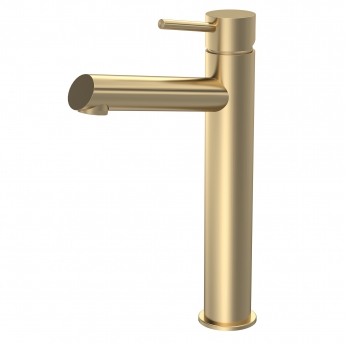 Delphi Quay Brushed Brass High Rise Tall Mono Basin Mixer Tap | Product Image