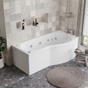 Delphi Swell P-Shaped 8-Jet Whirlpool Shower Bath