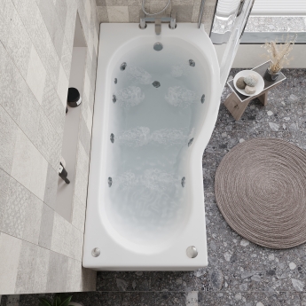 Delphi Swell P-Shaped 8-Jet Whirlpool Shower Bath