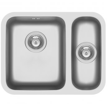 Pyramis Relia 1.5 Bowl Undermount Kitchen Sink with Waste Kit 573mm L x 450mm W - Left Handed