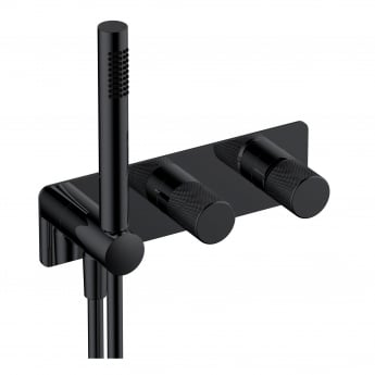 RAK Amalfi Thermostatic Concealed Dual Outlet Shower Valve with Handset - Matt Black