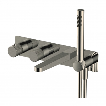 RAK Amalfi Thermostatic Concealed Dual Outlet Shower Valve with Handset and Bath Spout - Brushed Nickel