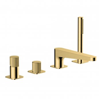 RAK Amalfi 4-Hole Bath Shower Mixer Tap Pillar Mounted - Brushed Gold